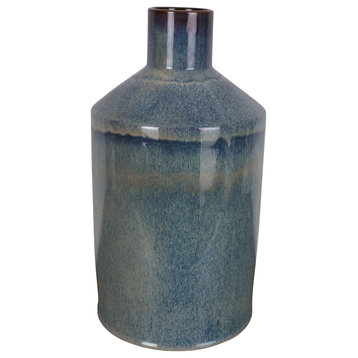 7"x13" Ceramic Bottle Vase, Neutral Modern Table Decor Room Decor Blue Gray