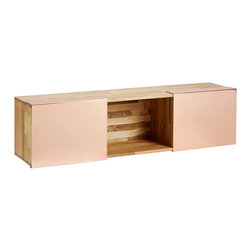 LAXseries Wall Mounted 3X Shelf with polished copper sliding covers - Storage Cabinets