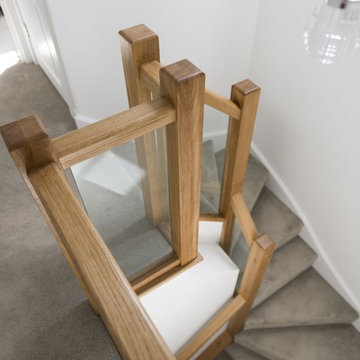 Oak and glass staircase in the New Forest, Dorset