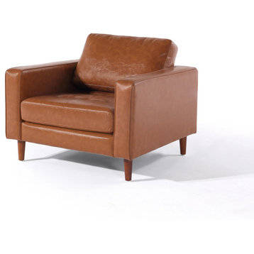Cosmic Modern Contemporary Leather Armchair, Light Brown, Arm Chair