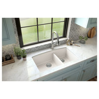 Karran Undermount Quartz 32" 60/40 Double Bowl Kitchen Sink Kit, White
