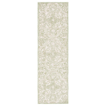 Safavieh Trace Collection TRC101Y Rug, Ivory/Green, 2'3" X 8'