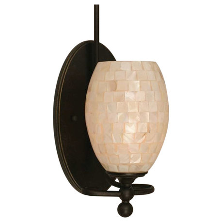 Toltec Lighting Capri 1-Light Wall Sconce, Ivory Glaze Seashell Glass, 5"