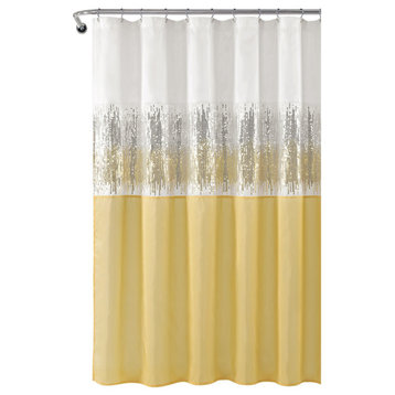 Night Sky Shower Curtain, 72"x72", Yellow/White