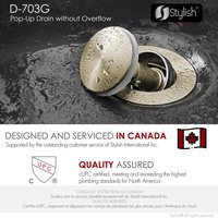 STYLISH Brushed Gold Standard Pop-Up Vessel Sink Drain with Overflow Set of 2