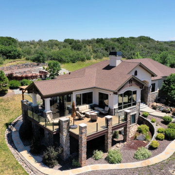 Glass Railing, Composite Deck, Fire Feature