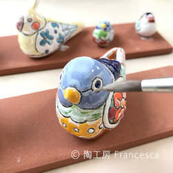 陶の小鳥オブジェ(置物) - インテリア雑貨