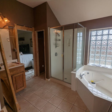 brown bathroom, outdated