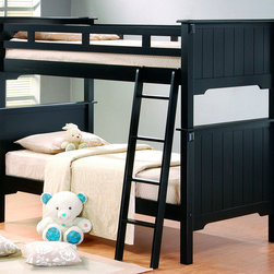 B875-1 COTTAGE STYLE GIRLS BLACK SAND THROUGH WOOD TWIN TWIN BUNK BEDS - Bunk Beds