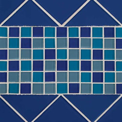 Blue And Blue Blend Glass - Tile
