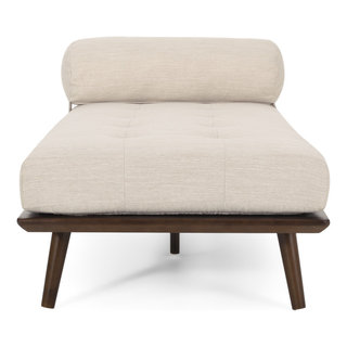 Lancer Mid Century Modern Fabric Tufted Chaise Lounge With Bolster Pillow Midcentury Indoor Chaise Lounge Chairs by GDFStudio Houzz