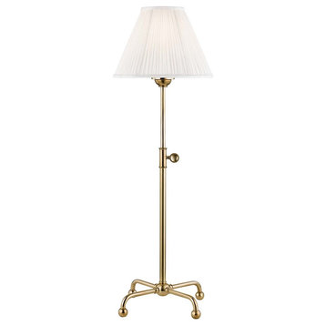Classic No.1 Table Lamp With Off-White Silk Shade, Aged Brass