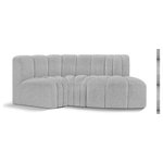 Meridian Furniture - Arc Boucle Fabric Upholstered 3-Pc. S-Shaped Modular Sectional, Grey - Give your living room or den the perfect blend of style and versatility with this Arc boucle fabric curved modular Sectional. Part of the Arc modular furniture collection, this Sectional comes upholstered in rich grey boucle fabric and features deep channel tufting that adds a touch of luxury while enhancing comfort and support. A seamless combination of form and function, this chair can be used with other Arc pieces to create a myriad of configurations in your well-curated room.
