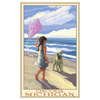 Joanne Kollman Oscoda Michigan Girl Dog Beach Art Print, 12"x18"