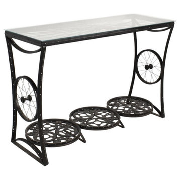 53" Unique Repurposed Bicycle Parts Slim Console Table With Storage