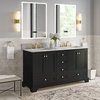 Cascade Bath Vanity, Black Onyx, 60", Gold Hardware, Double, Freestanding