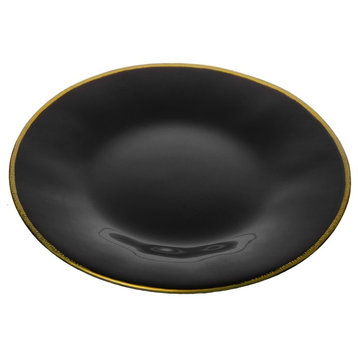 Classic Touch  Black Chargers With Gold Rim, Set of 4