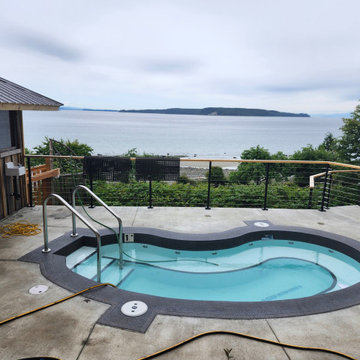 Black metal post cable railing project in Vancouver Island, British Columbia