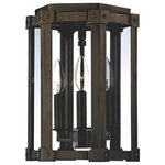 Hudson Valley Lighting - Roxbury 3-Light Semi Flush, Distressed Bronze - Six shining sides of splendid plate glass encase Roxbury's candlestick lamping. Rivet details suggest handcrafting, while the cast hexagonal canopy and slim square arms display the mark of exceptional design. Roxbury's open geometric outline allows the finish to determine decor possibilities.