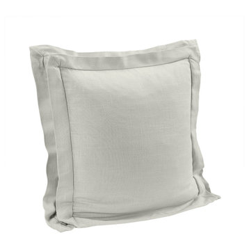 Luna Double Flanged Washed Linen Pillow, 20"x20", Gray