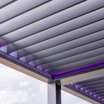 Rooftop Bar with A Custom Motorized Louvered Pergola.