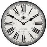 J. Tyler - Hotel Paris Wall Clock, 18" - Hotel Paris Wall Clock has Gray tones with Black accents.