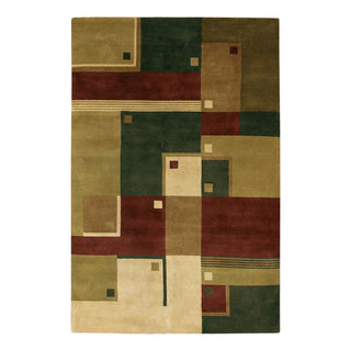 Chandra Aadi Aad1358 Rug, Green/Light Gold/Wine/Tan, 2'5