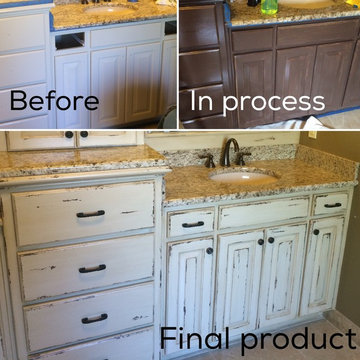 Distressed Vanity Cabinets (Before and After)