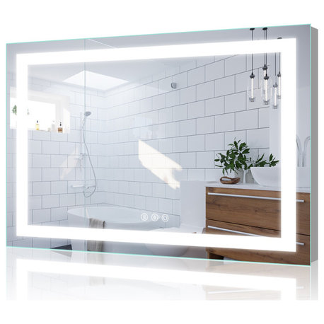 Vanity LED Lighted Backlit Wall Mounted Bathroom  Mirror, 48x36", 3 Buttons