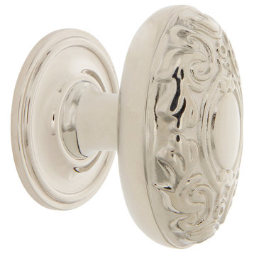 Victorian Brass 1 3/4" Cabinet Knob With Classic Rose, Polished Nickel