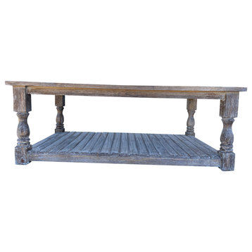 Traditional Planked Coffee Table, Brown