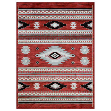 Southwestern Accent Rug, Scarlet Red, 9'8"x7'5"
