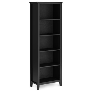Artisan SOLID WOOD 72 inch x 26 inch Contemporary 5 Shelf Bookcase in Black
