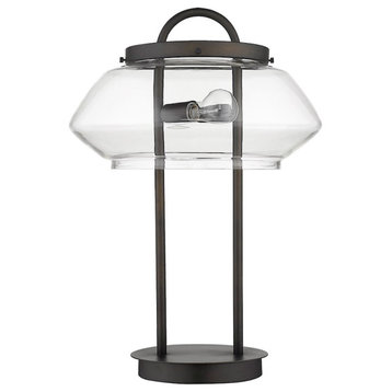 Acclaim Garner 2 Light Table Lamp, Bronze/Clear Glass Drum
