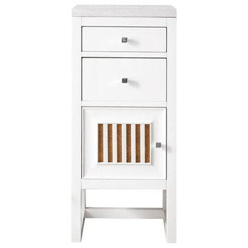 Athens 15" Cabinet With Drawers, Glossy White, Arctic Fall Solid Surface Top