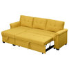 Convertible Sectional Sleeper Sofa, Large Storage Chaise & USB Ports, Yellow