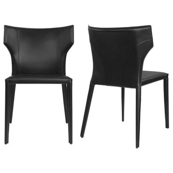 Elite Living Adoro, Set of 2, Wingback Stackable Dining Chair, Black
