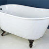 53" Single Slipper Clawfoot Tub No Faucet Drillings, White/Oil Rubbed Bronze