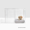 Clear Lucite Acrylic Medium Pet Dog Crate Table, Gold
