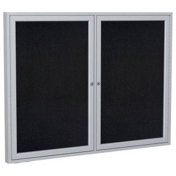 Ghent's 48" x 60" 2 Door Enclosed Rubber Bulletin Board in Black