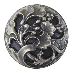 Inviting Home Inc. - Florid-Leaves Knob, Antique-Style Pewter - Cabinet And Drawer Knobs