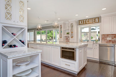 Example of a transitional kitchen design in Orange County