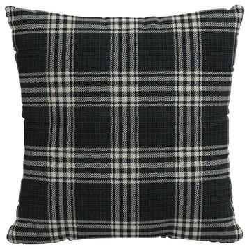 18" Decorative Pillow, Polyester Insert, Barnegat Plaid Black Sea