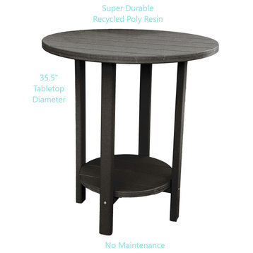 Phat Tommy Tall Bistro Table and Chairs Set, Outdoor Pub Table, Black