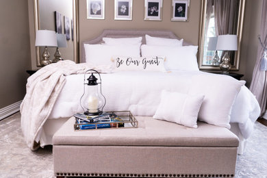 Example of a transitional bedroom design in New York