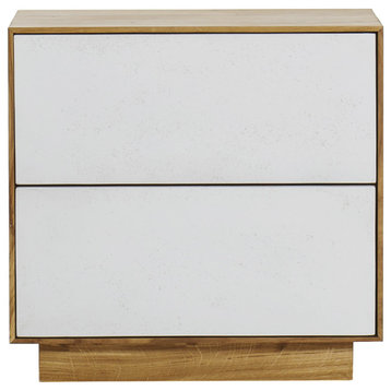 White Concrete Oak Two Drawer Nightstand, Andrew Martin Sands