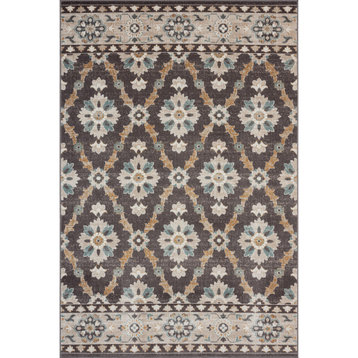 Rustic Floral Transitional Woven Indoor Outdoor Rug, 7'9"x9'9"