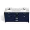 The Savoy Bathroom Vanity, Monarch Blue, 72", Double, With Mirror, Freestanding