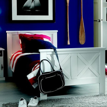 Gaspard lit à croisillons 90x200 laqué blanc