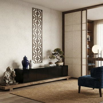 78.5" Narrow Long Rectangular Plain Wood Geometric Pattern Wall Panel ws4139